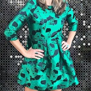 Dan Munier Emerald Green Patterned Dress